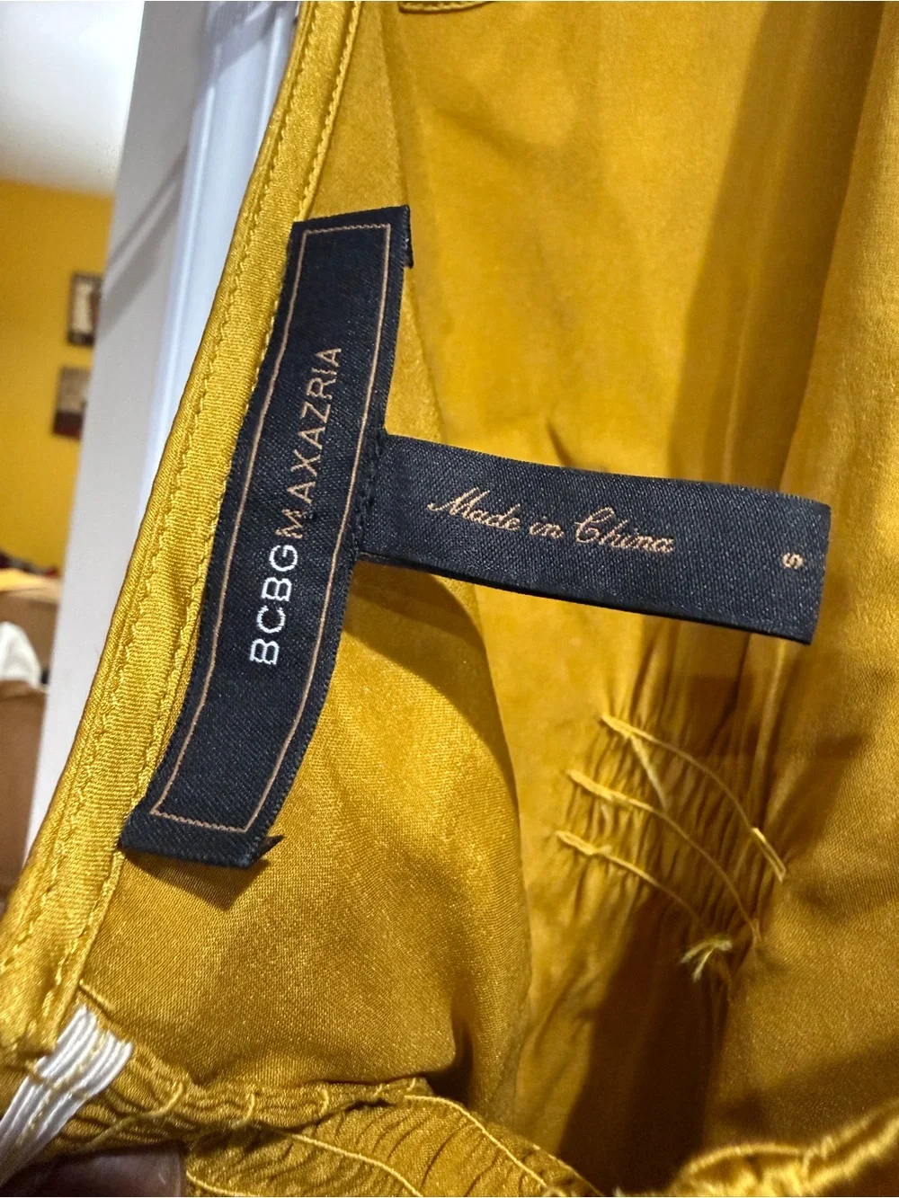 BCBGMaxAzria Mustard Yellow Ruffled Halter Camisole